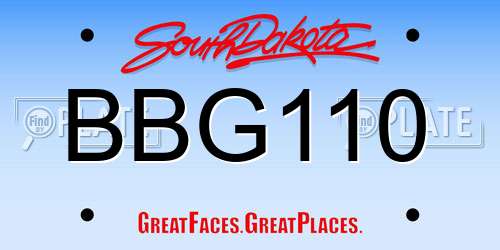 BBG110 South Dakota License Plate