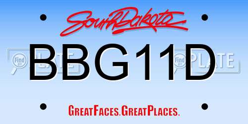 BBG11D South Dakota License Plate