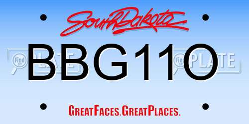 BBG11O South Dakota License Plate