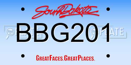 BBG201 South Dakota License Plate