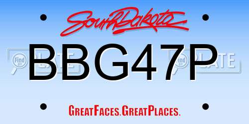 BBG47P South Dakota License Plate