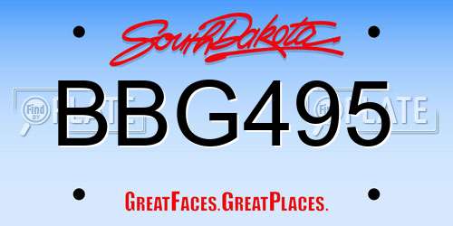 BBG495 South Dakota License Plate