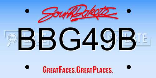 BBG49B South Dakota License Plate