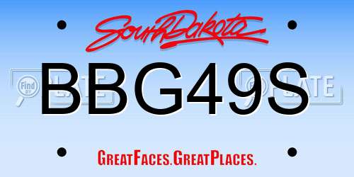 BBG49S South Dakota License Plate
