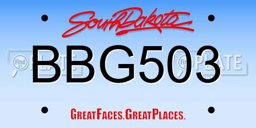 BBG503 South Dakota License Plate