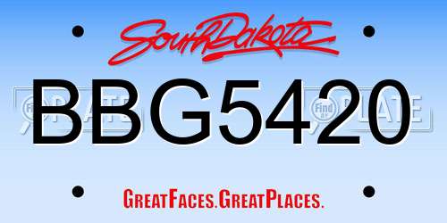 BBG5420 South Dakota License Plate