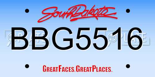 BBG5516 South Dakota License Plate
