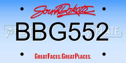 BBG552 South Dakota License Plate
