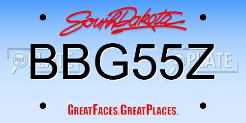 BBG55Z South Dakota License Plate