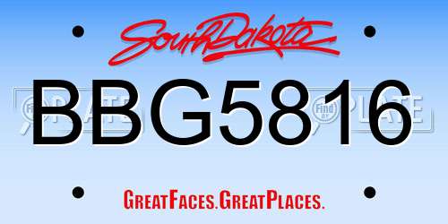 BBG5816 South Dakota License Plate