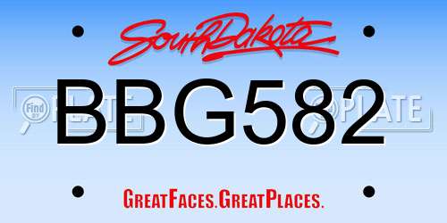 BBG582 South Dakota License Plate