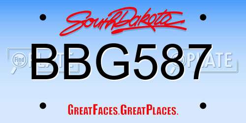 BBG587 South Dakota License Plate