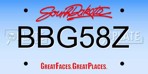 BBG58Z South Dakota License Plate