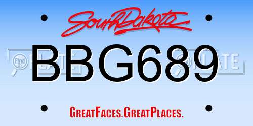 BBG689 South Dakota License Plate