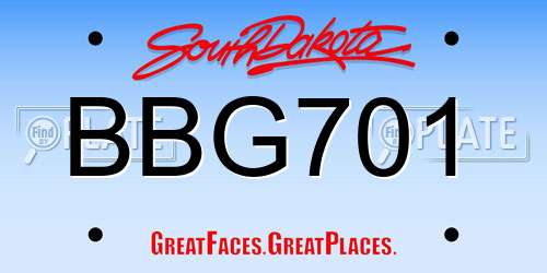 BBG701 South Dakota License Plate
