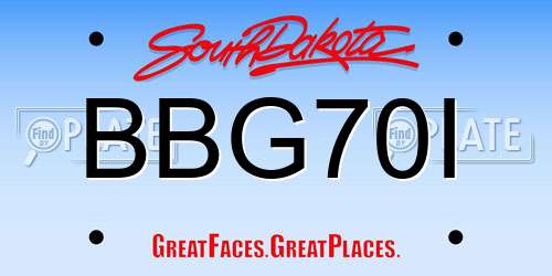 BBG70I South Dakota License Plate