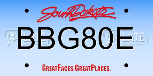 BBG80E South Dakota License Plate