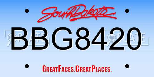 BBG8420 South Dakota License Plate