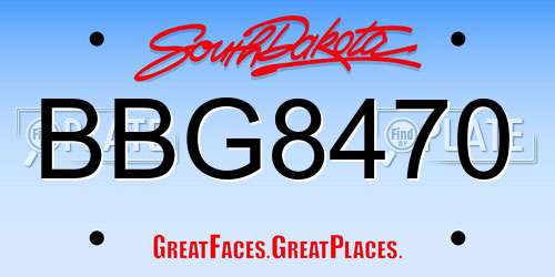 BBG8470 South Dakota License Plate