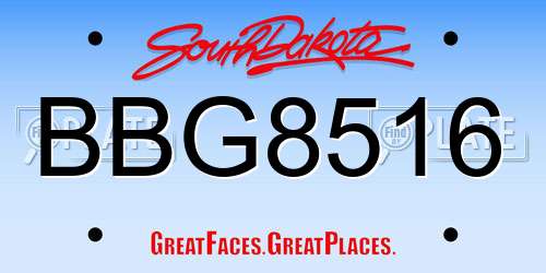 BBG8516 South Dakota License Plate