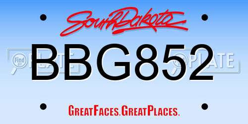 BBG852 South Dakota License Plate