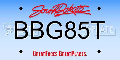 BBG85T South Dakota License Plate