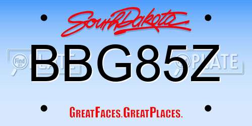 BBG85Z South Dakota License Plate