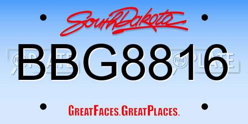 BBG8816 South Dakota License Plate