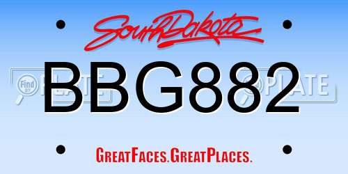 BBG882 South Dakota License Plate