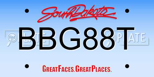 BBG88T South Dakota License Plate