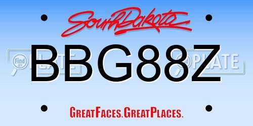 BBG88Z South Dakota License Plate