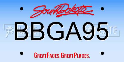 BBGA95 South Dakota License Plate