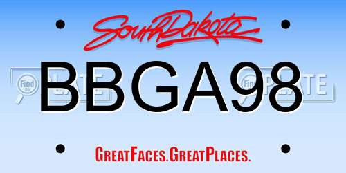 BBGA98 South Dakota License Plate