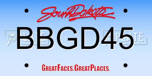 BBGD45 South Dakota License Plate
