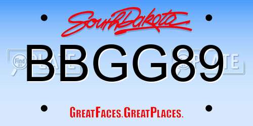 BBGG89 South Dakota License Plate