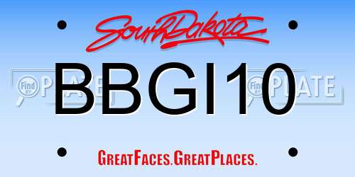BBGI10 South Dakota License Plate