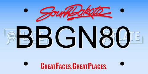BBGN80 South Dakota License Plate