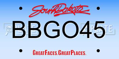 BBGO45 South Dakota License Plate