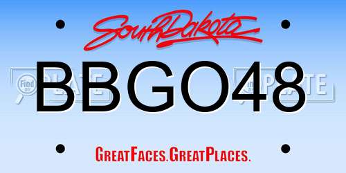 BBGO48 South Dakota License Plate