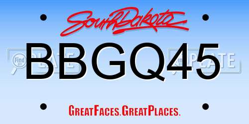 BBGQ45 South Dakota License Plate