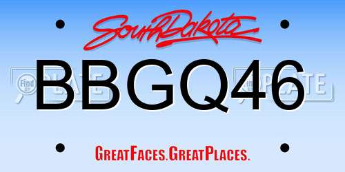 BBGQ46 South Dakota License Plate