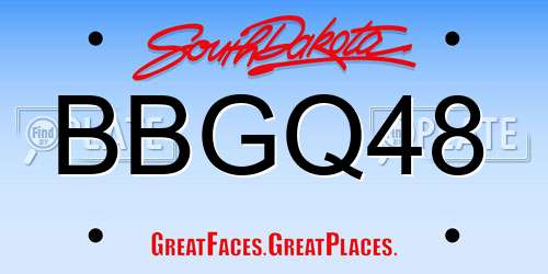 BBGQ48 South Dakota License Plate