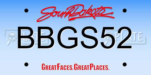 BBGS52 South Dakota License Plate