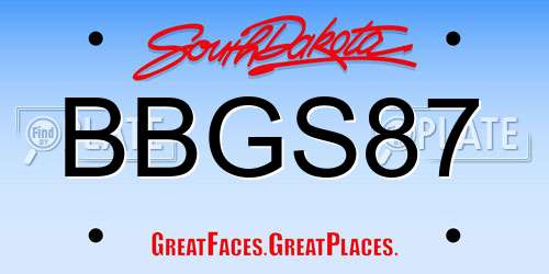 BBGS87 South Dakota License Plate