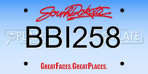 BBI258 South Dakota License Plate