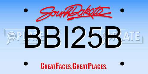 BBI25B South Dakota License Plate
