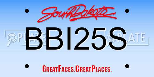 BBI25S South Dakota License Plate