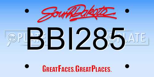 BBI285 South Dakota License Plate