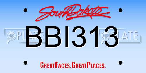 BBI313 South Dakota License Plate