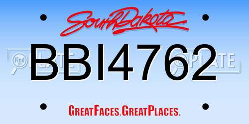 BBI4762 South Dakota License Plate